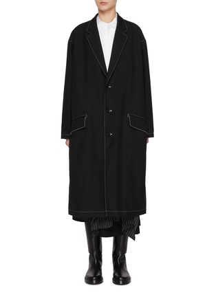 Main View - Click To Enlarge - Y'S - Tailored Contrast Stitch Wool Coat