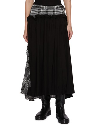 Main View - Click To Enlarge - Y'S - Asymmetrical Gathered Chequered Skirt