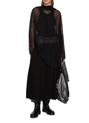 Figure View - Click To Enlarge - Y'S - Asymmetrical Gathered Chequered Skirt