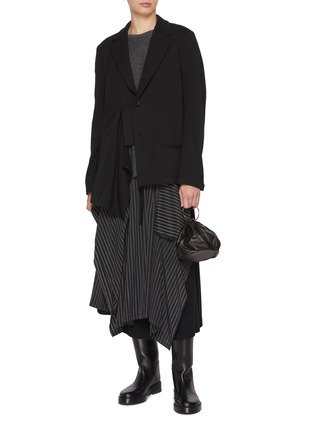 Figure View - Click To Enlarge - Y'S - Asymmetrical Single Breasted Cotton Jersey Blazer