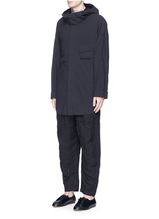 Front View - Click To Enlarge - ZIGGY CHEN - Hooded cotton shirt jacket