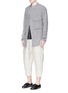 Figure View - Click To Enlarge - ZIGGY CHEN - Houndstooth tie front shirt