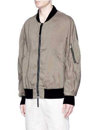 Front View - Click To Enlarge - ZIGGY CHEN - Ramie-cotton hopsack bomber jacket