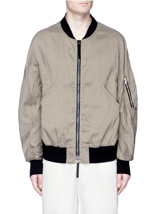 Main View - Click To Enlarge - ZIGGY CHEN - Ramie-cotton hopsack bomber jacket