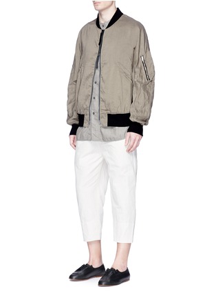 Figure View - Click To Enlarge - ZIGGY CHEN - Ramie-cotton hopsack bomber jacket