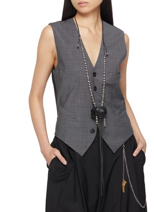 Figure View - Click To Enlarge - ANN DEMEULEMEESTER - Leather Bag Pendant Silver Necklace