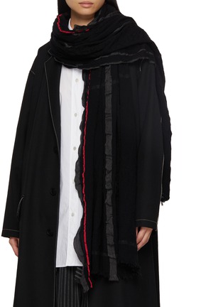 Figure View - Click To Enlarge - YS ACCESSORIES - Plaid Wool Blend Frill Scarf