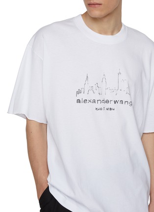  - ALEXANDERWANG - Oversized Skyline Graphic Embroidered Logo Cotton T-Shirt