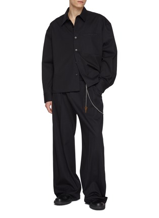 Figure View - Click To Enlarge - ALEXANDERWANG - Chain Detail Tailored Cotton Pants