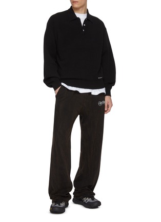Figure View - Click To Enlarge - ALEXANDERWANG - Long Sleeve Logo Knit Polo Sweatshirt
