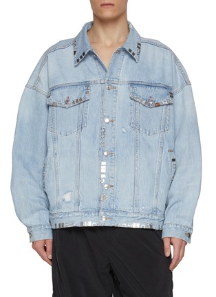 Main View - Click To Enlarge - ALEXANDERWANG - Oversized Distressed Hardware Denim Trucker Jacket