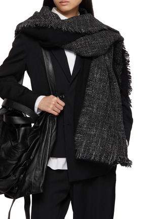 Figure View - Click To Enlarge - DISCORD YOHJI YAMAMOTO ACCESSORIES - Textured Fringed Wool Scarf