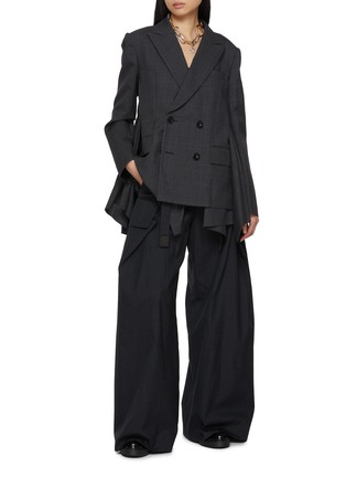 Figure View - Click To Enlarge - SACAI - Exaggerated Wool Suiting Pants