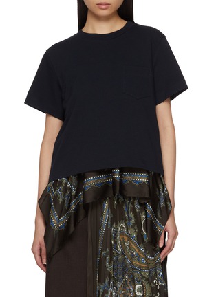 Main View - Click To Enlarge - SACAI - Paisley Hem Cotton T-Shirt
