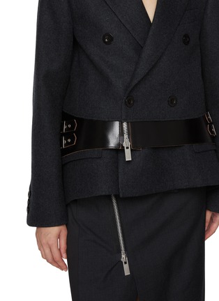  - SACAI - Three Tiered Hybrid Double Breasted Wool Blazer