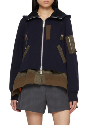 Main View - Click To Enlarge - SACAI - Sponge Sweat Nylon Hoodie