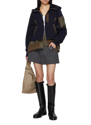 Figure View - Click To Enlarge - SACAI - Sponge Sweat Nylon Hoodie