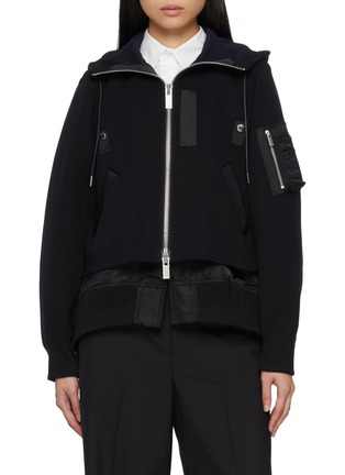 Main View - Click To Enlarge - SACAI - Sponge Sweat Nylon Hoodie