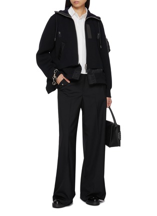 Figure View - Click To Enlarge - SACAI - Sponge Sweat Nylon Hoodie
