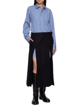 Figure View - Click To Enlarge - SACAI - Hybrid Side Slit Cotton Shirt Dress