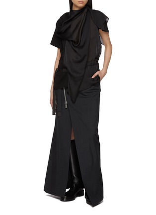 Figure View - Click To Enlarge - SACAI - Scarf Cotton T-Shirt