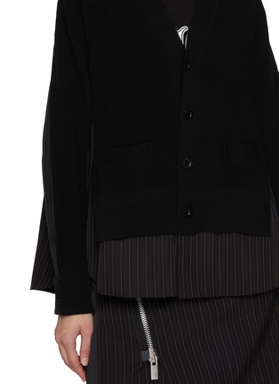  - SACAI - Hybrid Pinstripe Back Knit Cardigan