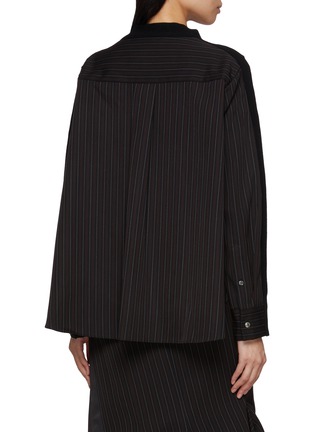 Back View - Click To Enlarge - SACAI - Hybrid Pinstripe Back Knit Cardigan