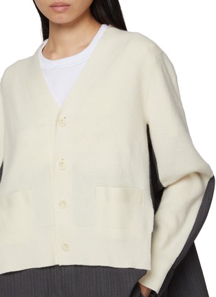  - SACAI - Hybrid Pinstripe Back Knit Cardigan