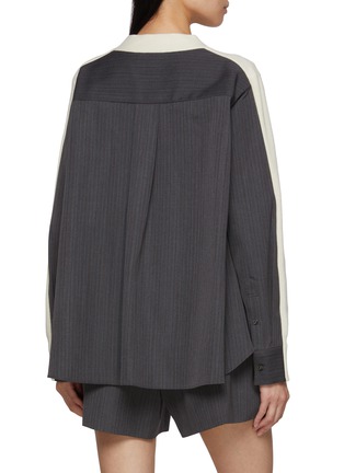 Back View - Click To Enlarge - SACAI - Hybrid Pinstripe Back Knit Cardigan