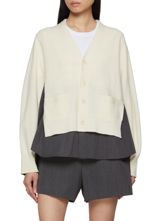 Main View - Click To Enlarge - SACAI - Hybrid Pinstripe Back Knit Cardigan