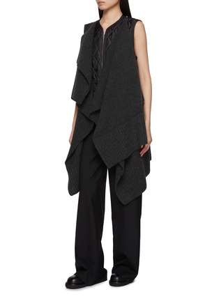 Detail View - Click To Enlarge - SACAI - Hybrid Wool Gilet Leather Trench Coat