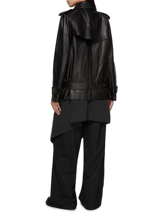 Back View - Click To Enlarge - SACAI - Hybrid Wool Gilet Leather Trench Coat