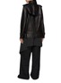 Back View - Click To Enlarge - SACAI - Hybrid Wool Gilet Leather Trench Coat