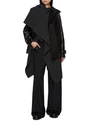 Figure View - Click To Enlarge - SACAI - Hybrid Wool Gilet Leather Trench Coat