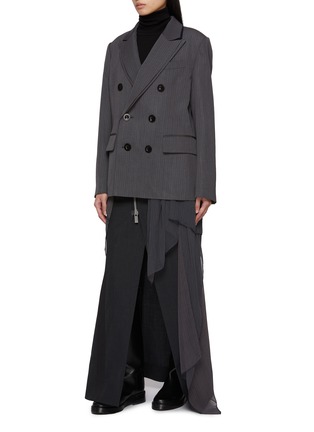Detail View - Click To Enlarge - SACAI - Deconstructed Self Scarf Double Breasted Blazer