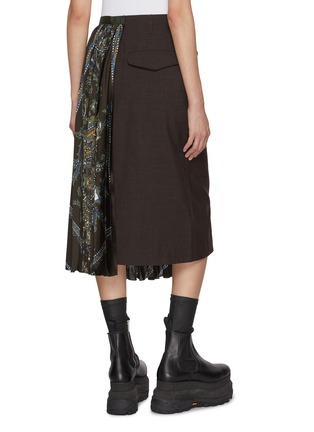 Back View - Click To Enlarge - SACAI - Paisley Print Hybrid Pleated Wool Skirt