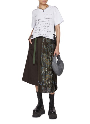 Figure View - Click To Enlarge - SACAI - Paisley Print Hybrid Pleated Wool Skirt