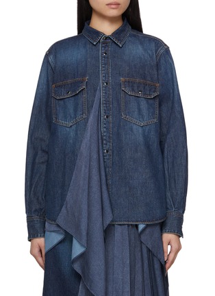 Main View - Click To Enlarge - SACAI - Hybrid Satin Denim Shirt