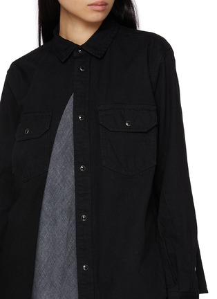  - SACAI - Hybrid Dark Wash Denim Satin Shirt