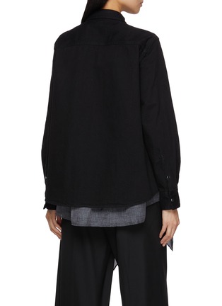 Back View - Click To Enlarge - SACAI - Hybrid Dark Wash Denim Satin Shirt