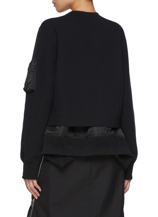 Back View - Click To Enlarge - SACAI - Zippered Sleeve Pocket Sponge Sweat Sweatshirt