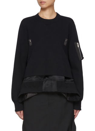 Main View - Click To Enlarge - SACAI - Zippered Sleeve Pocket Sponge Sweat Sweatshirt
