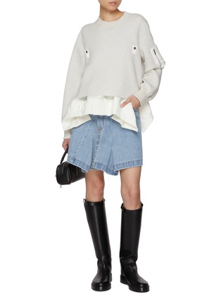 Figure View - Click To Enlarge - SACAI - Zippered Sleeve Pocket Sponge Sweat Sweatshirt
