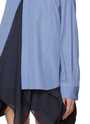  - SACAI - Chiffon Scarf Hem Stripe Cotton Shirt