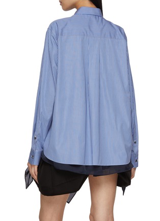 Back View - Click To Enlarge - SACAI - Chiffon Scarf Hem Stripe Cotton Shirt