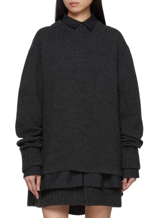 Main View - Click To Enlarge - SACAI - Layered Hybrid Wool Knit Dress