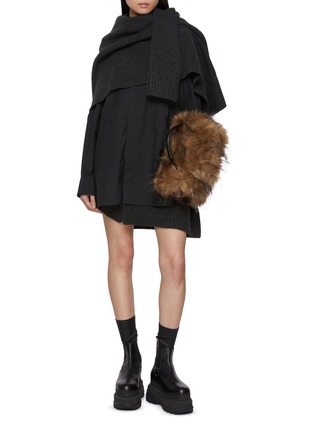Figure View - Click To Enlarge - SACAI - Layered Hybrid Wool Knit Dress