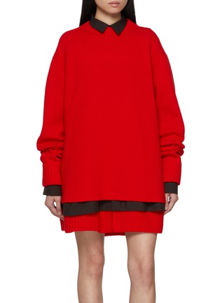Main View - Click To Enlarge - SACAI - Layered Hybrid Wool Knit Dress