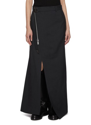 Main View - Click To Enlarge - SACAI - Front Zip Suiting Wool Maxi Skirt