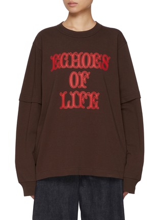 Main View - Click To Enlarge - SACAI - Echoes Of Life Print Long Sleeve Cotton T-Shirt